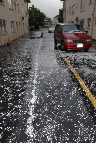 Hail Between the Buildings
