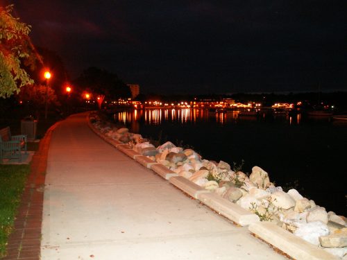 Lake Geneva Walkway at Night