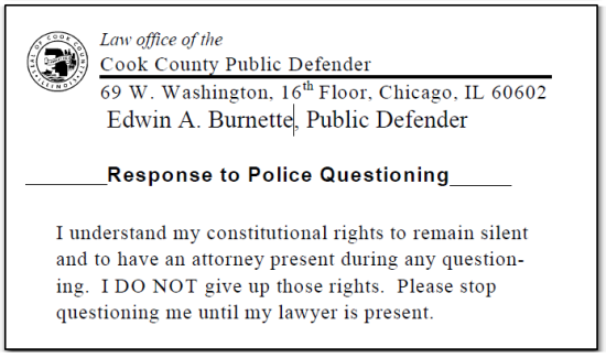 Cook County Response to Police Questioning