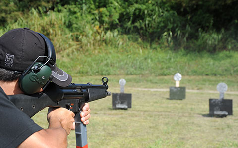 Man shooting at Challenge Targets with an AR-15
